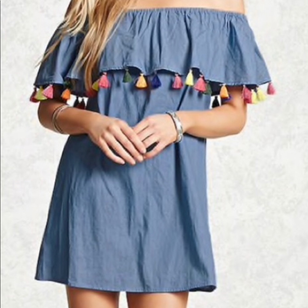 Denim tassel dress